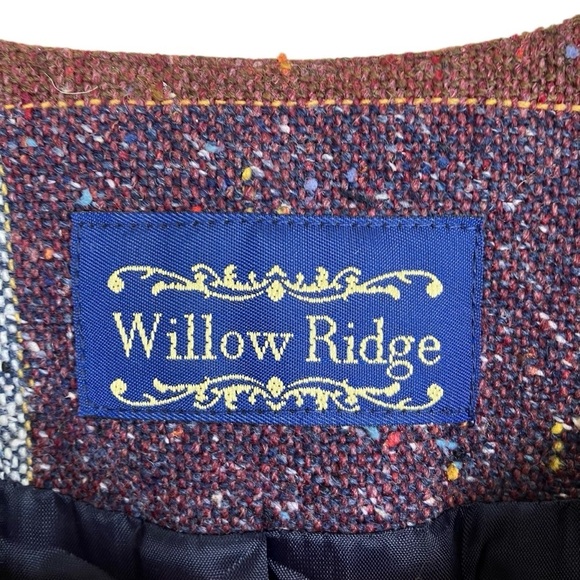Willow Ridge Vintage Tweed Plaid Wool Blend Open Front Blazer Jacket Academia - Picture 10 of 16